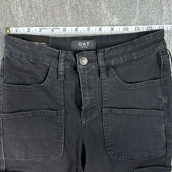 NWT Oat New York Mid-Rise Skinny Ankle Stretch Carpenter Jeans in Black Size 26 - Picture 14 of 16